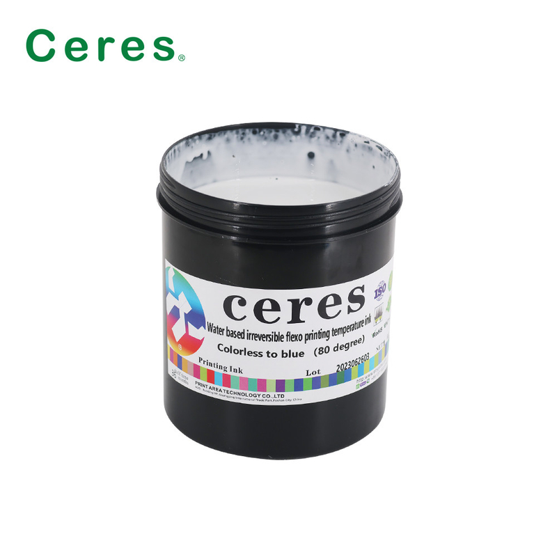 80 độ an ninh in ấn mực nước dựa trên Flexo in ấn không thể đảo ngược không màu để màu xanh dương thay đổi nhiệt độ mực