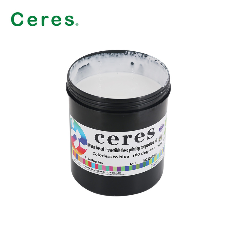 80 độ an ninh in ấn mực nước dựa trên Flexo in ấn không thể đảo ngược không màu để màu xanh dương thay đổi nhiệt độ mực