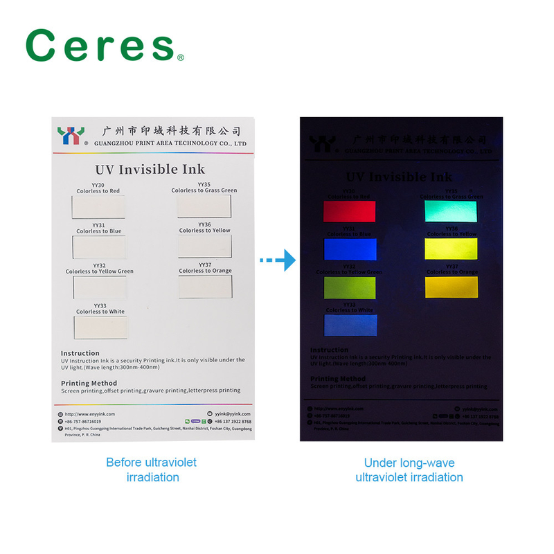 Offset / Screen / Flexo Printing Security UV Invisible Ink For Documents Màu vàng xanh lá cây