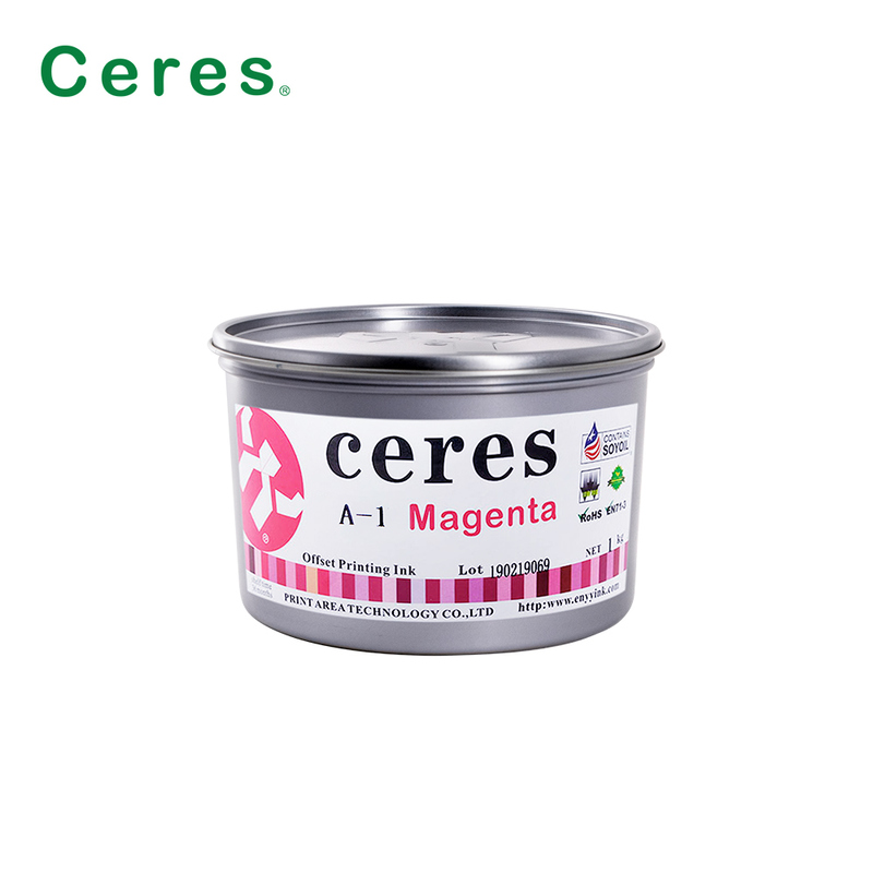 Mực in offset Ceres A-1 không độc hại, bóng cao, hạn sử dụng 2 năm, gốc đậu nành, cho màu CMYK