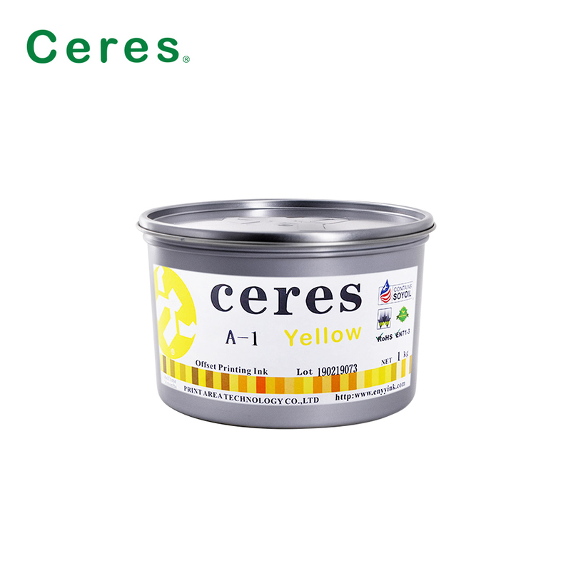Mực in offset Ceres A-1 không độc hại, bóng cao, hạn sử dụng 2 năm, gốc đậu nành, cho màu CMYK