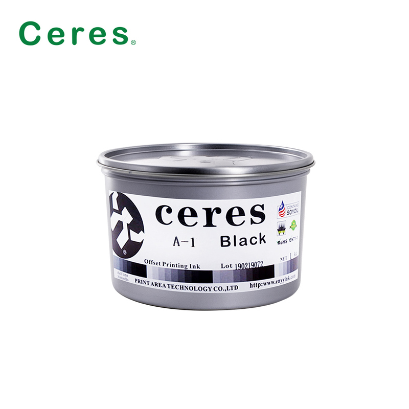 Mực in offset Ceres A-1 không độc hại, bóng cao, hạn sử dụng 2 năm, gốc đậu nành, cho màu CMYK