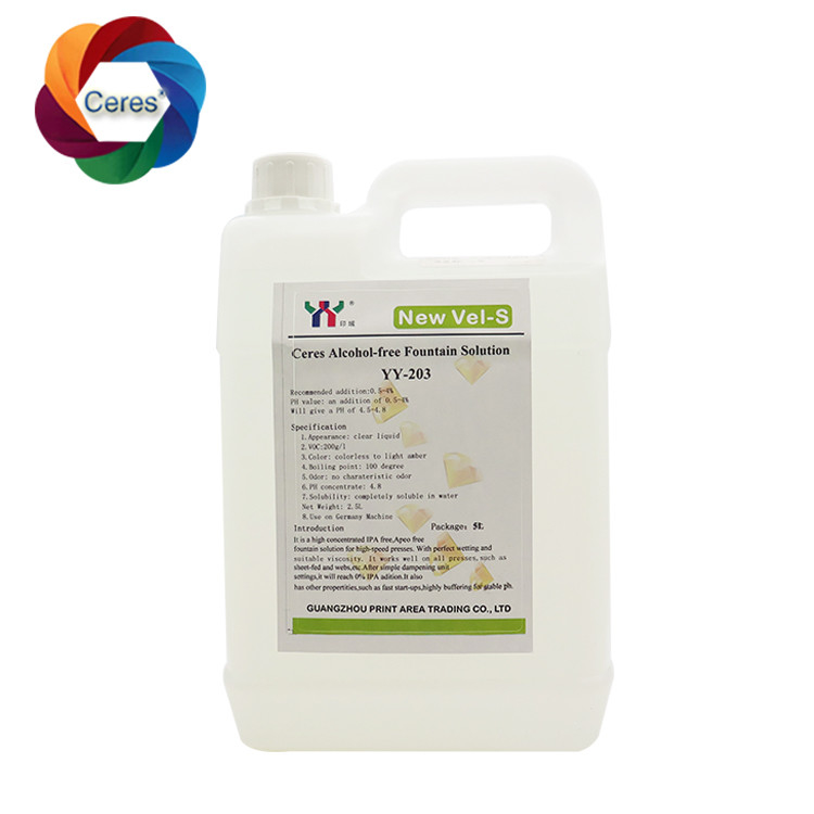 4.5ph 5.5ph Giải pháp nước phun không có cồn Offset in ấn hóa chất UV in ấn sơn
