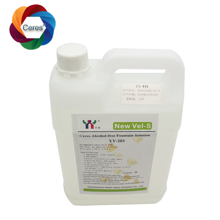 4.5ph 5.5ph Giải pháp nước phun không có cồn Offset in ấn hóa chất UV in ấn sơn